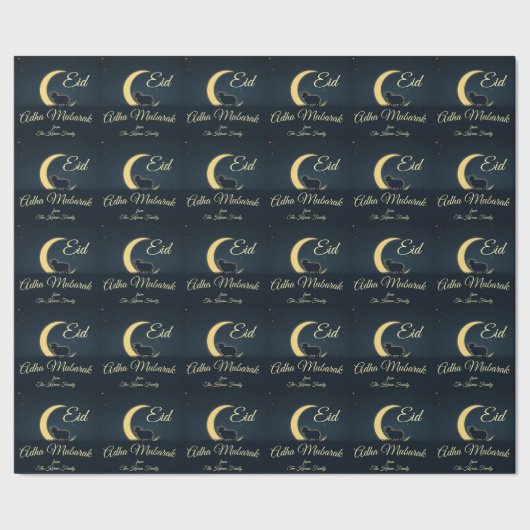Eid Al Adha Donkerblauwe Schaap Diner Cadeaupapier (Zoom)