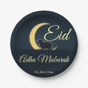Eid Al Adha donkerblauwe schaapseten Papieren Bordje