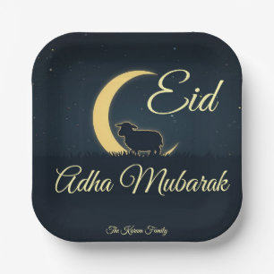 Eid Al Adha donkerblauwe schaapseten Papieren Bordje