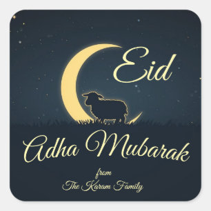 Eid Al Adha donkerblauwe schaapseten Vierkante Sticker