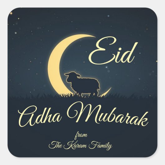 Eid Al Adha donkerblauwe schaapseten Vierkante Sticker (Voorkant)