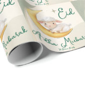 Eid  Al Adha Dusty Green Cute Sheep Dinner  Cadeaupapier (Rol Hoek)