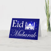 Eid al-Adha, Eid Mubarak, Moskee en Sterren in Feestdagen Kaart (Voorkant)