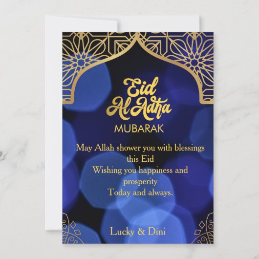 Eid Al Adha Golden Mandala Flat Vakantie Kaart (Voorkant)