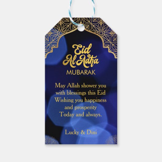 Eid Al Adha Golden Mandala Flat Vakantie Kaart Cadeaulabel (Voorkant)