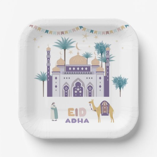 Eid Al Adha in decoratieve stijl 1 Papieren Bordje (Voorkant)