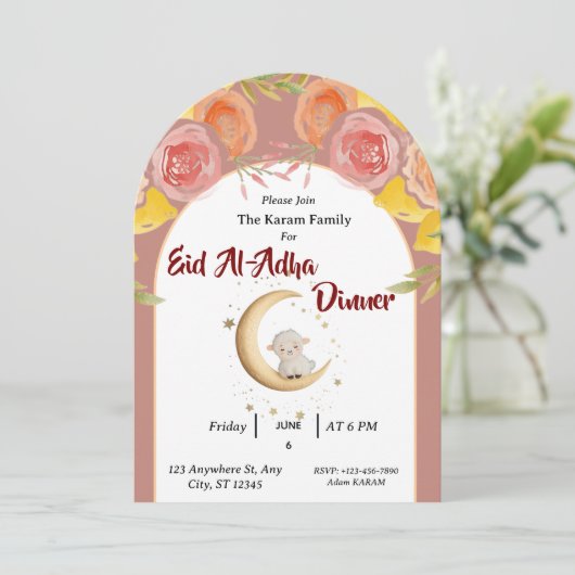 Eid Al Adha Mubarak Bloem Moderne Kaart (Staand voorkant)