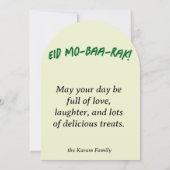 Eid Al Adha Mubarak Cute Sheep Greeting Card  Kaart (Achterkant)