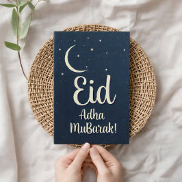 Eid Al Adha Mubarak Elegant Blue Greeting Card Kaart
