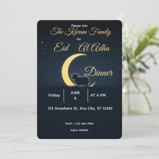 Eid Al Adha Mubarak Elegant Feest Kaart (Staand voorkant)