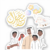 Eid Al-Adha Mubarak Family Celebration Round Stick Sticker (Voorkant)