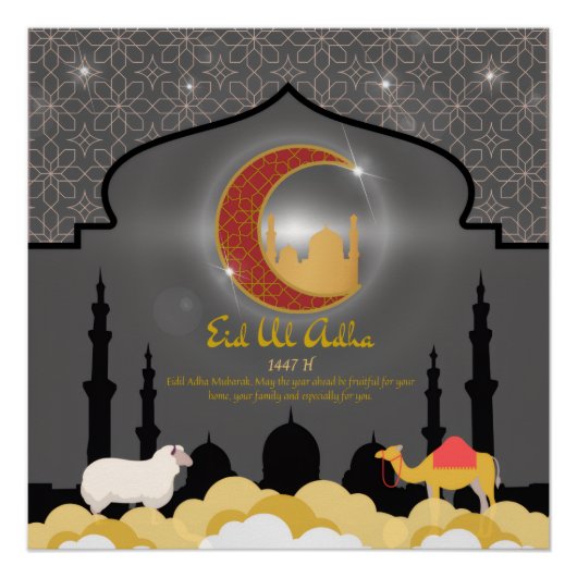Eid al Adha Mubarak 🌙✨ Feest van de Opoffering & Perfect Poster (Voorkant)