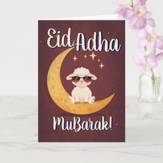 Eid Al Adha Mubarak Funny Sheep Greeting Card  Kaart (Orchidee)