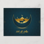 Eid al Adha Mubarak Goat Crescent Mosque Patterted Feestdagenkaart (Voorkant)