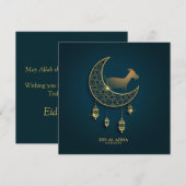Eid al Adha Mubarak Goat Crescent Traditional Lamp Feestdagenkaart (Voorkant / Achterkant)