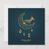 Eid al Adha Mubarak Goat Crescent Traditional Lamp Feestdagenkaart (Voorkant)