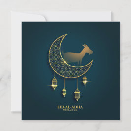 Eid al Adha Mubarak Goat Crescent Traditional Lamp Feestdagenkaart