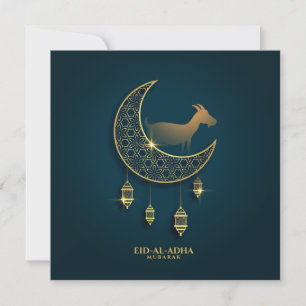 Eid al Adha Mubarak Goat Crescent Traditional Lamp Feestdagenkaart