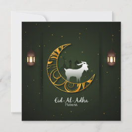 Eid Al Adha Mubarak Gouden Halve Maan Geit Islamit Feestdagenkaart
