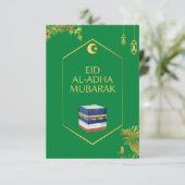 Eid Al-Adha Mubarak Kaart in het Groen en Ka'bah A (Staand voorkant)