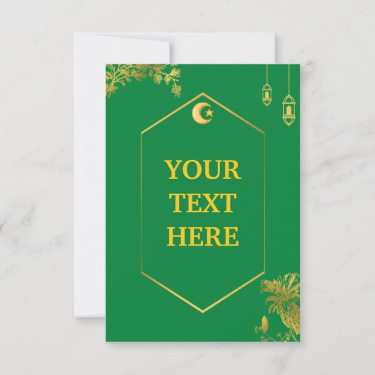 Eid Al-Adha Mubarak Kaart in het Groen en Ka'bah A (Achterkant)