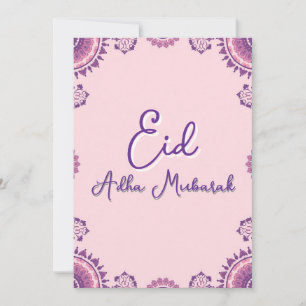 Eid Al Adha Mubarak Moderne Paarse Wenskaart Kaart