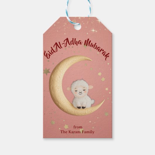 Eid Al-Adha Mubarak Roze Cadeaulabel (Voorkant)