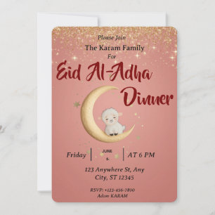 Eid Al Adha Mubarak Roze Modern Kaart