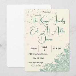 Eid Al Adha Sage Green Dinner Kaart