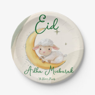 Eid Al Adha Stof Groen Knuffel Schaap Diner  Papieren Bordje