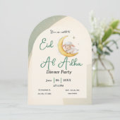Eid Al Adha stoffig groene schaap dinerfeest Kaart (Staand voorkant)