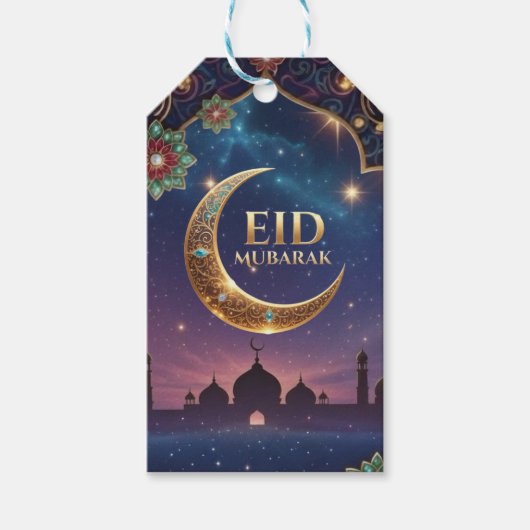 Eid Al Adha viering Gouden Maan Sterren Cadeaulabel (Voorkant)