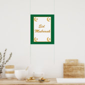 Eid al Fitr Eid Mubarak Green Gold Moon Stars Poster (Keuken)
