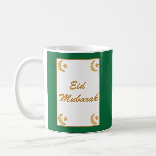 Eid al Fitr Eid Mubarak Groene Gouden Maan Koffiemok (Links)