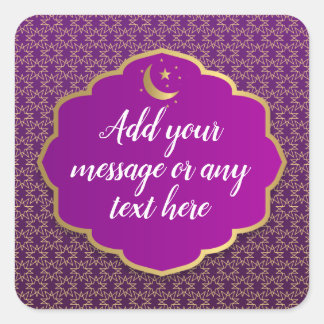 Eid Al-Fitr Elegant Goud en Paarse Vierkante Sticker