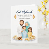 Eid al-Fitr familieviering kaart (Gele Bloem)
