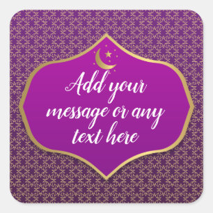 Eid Al-Fitr Gold Paars Vierkante Sticker