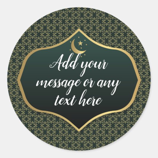 Eid Al-Fitr Goud Groen Ronde Sticker (Voorkant)