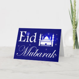 Eid al-Fitr Greeting Card in Blue, Eid Mubarak Feestdagen Kaart