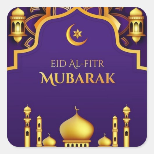 Eid Al-Fitr Greeting Vierkante Sticker (Voorkant)