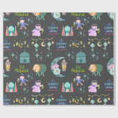 Eid Al-Fitr Mubarak Dark Grey Wrapping Paper Cadeaupapier (Vlak)