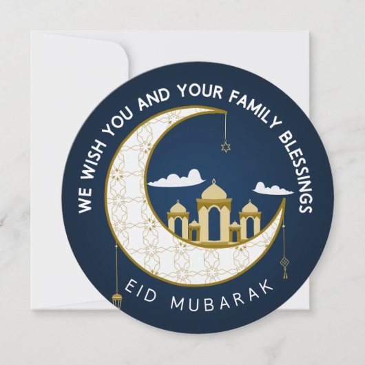 Eid Al-Fitr Mubarak Groet Cirkel Feestdagenkaart (Voorkant)
