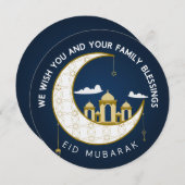 Eid Al-Fitr Mubarak Groet Cirkel Feestdagenkaart (Voorkant / Achterkant)