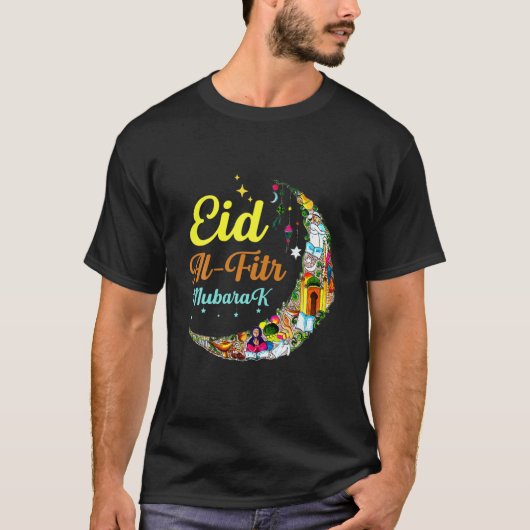 Eid Al Fitr Mubarak Happy Eid Crescent Moon Eid Pr T-shirt (Voorkant)