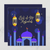 Eid Al Fitr Mubarak Islamic Lantern Mosque Holida Feestdagenkaart (Voorkant / Achterkant)