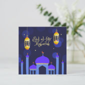 Eid Al Fitr Mubarak Islamic Lantern Mosque Holida Feestdagenkaart (Staand voorkant)