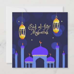 Eid Al Fitr Mubarak Islamic Lantern Mosque Holida Feestdagenkaart