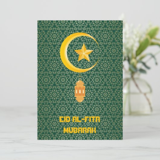 Eid al Fitr Mubarak Ramadan Kareem Maan Ster (Staand voorkant)