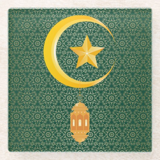 Eid al Fitr Mubarak Ramadan Kareem Moon Star Glazen Onderzetter (Voorkant)