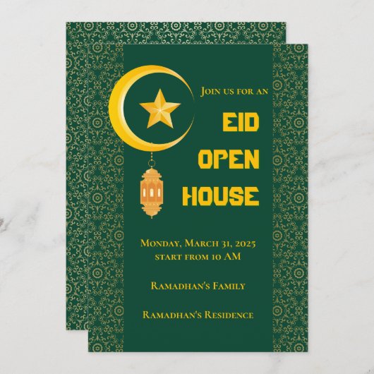 Eid al Fitr Mubarak Ramadan Kareem Moon Star Kaart (Voorkant / Achterkant)